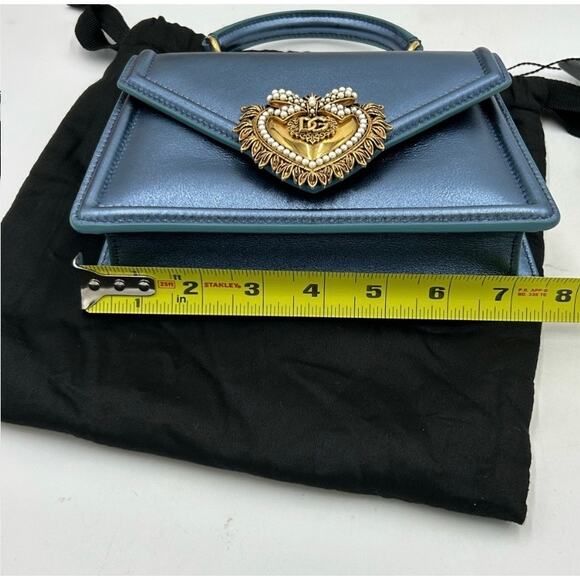 Dolce&Gabbana small devotion, top handle Bag in metallic blue made in Italy - Picture 11 of 12